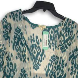 NWT Mason & Belle Womens Laria White Green 3/4 Sleeve Crochet Trim Kimono Size M alternative image