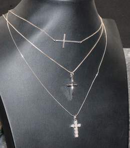 Bundle of 3 Sterling Silver Cross Pendant Necklaces - 8g