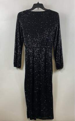 Betsey Johnson Womens Black Long Sleeve Split Hem Sequin A-Line Dress Size XS alternative image