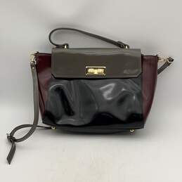 Gianni Noturo Womens Multicolor Leather Adjustable Strap Push Lock Satchel Bag