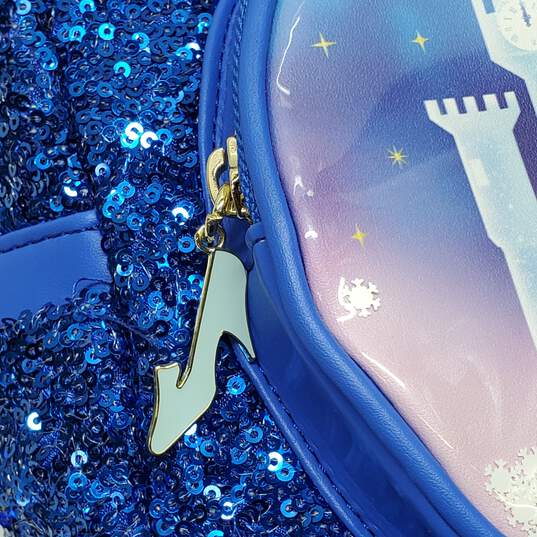 Disney Loungefly Cinderella Blue Sequins Mini Backpack image number 5