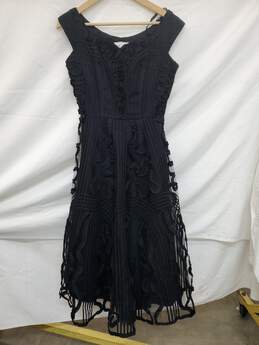 Wm Smart Miss Velvet Black Lace Side Zip Midi Dress Approx. Sz 24 In.