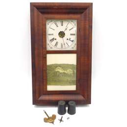 ANTQ Waterbury Clock Co. Wood 8 Day Weight Driven Pendulum Wall Clock w/ Weights