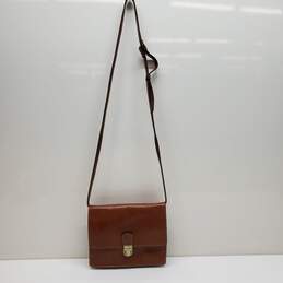 Patricia Nash Brown Leather Flip Front Crossbody Purse