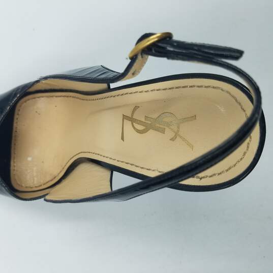 Yves Saint Laurent Peep Toe Slingback Heel Women's Sz.38.5 Black Patent image number 8