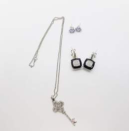 Romantic Sterling Silver Iolite & Diamond Accent Key Necklace & Earrings 17.4g