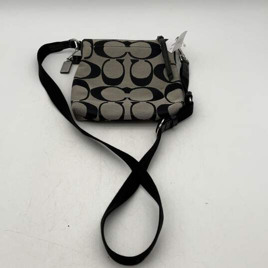 NWT Coach Womens Black Tan Signature Print Adjustable Strap Crossbody Bag Purse image number 2