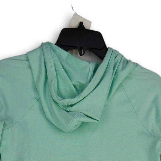 Womens Green Long Sleeve Hi-Low Hem Drawstring Pullover Hoodie Size XXS image number 4