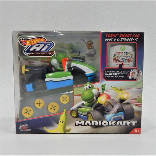 Hot Wheels Ai Mario Kart: Yoshi Smart Car Body And Cartridge Kit IOB image number 1
