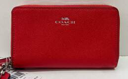 COACH F57467 Red Leather Double Zip Phone Ward Wallet Wristlet alternative image