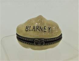VTG Blarney Stone Luck Of The Irish Enamel Hinged Trinket Box w/ 2 Charms