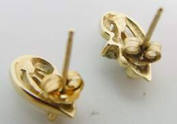 10K Yellow Gold Opal & CZ Stud Earrings 1.3g alternative image
