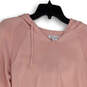 Womens Pink Kangaroo Pocket Ribbed Hem Long Sleeve Pullover Hoodie Size XS image number 2