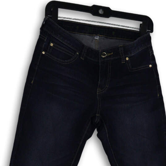 Womens Blue Denim Dark Wash Pockets Stretch Skinny Leg Jeans Size 4 image number 3