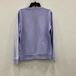 Adidas Womens Purple White Striped Crew Neck Pullover Sweater Sweatshirt Size L alternative image
