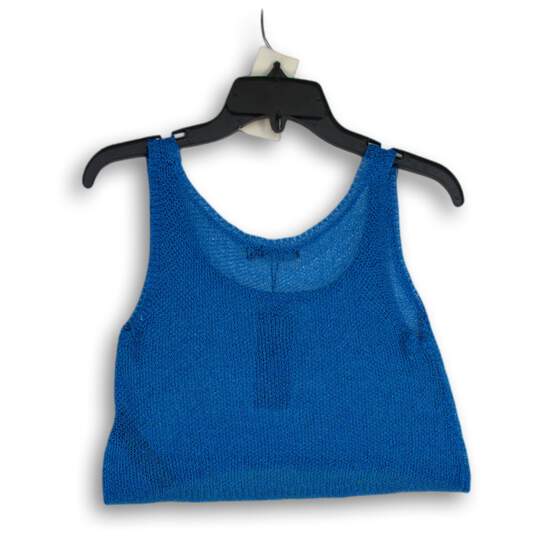 NWT Nasty Gal Womens Blue Sleeveless Scoop Neck Cropped Tank Top Size Medium image number 2