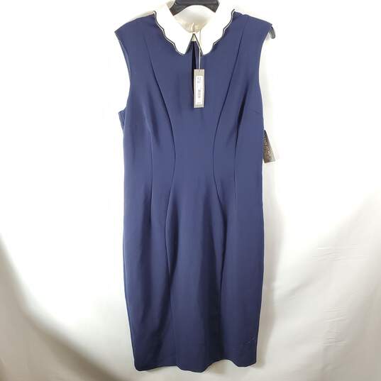 Eva Mendes Women Navy Blue Sheath Dress Sz 12 NWT image number 4