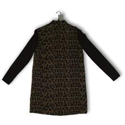 NWT Kenneth Cole Womens Overcoat Jacket Long Sleeve Brown Black Leopard Size M alternative image