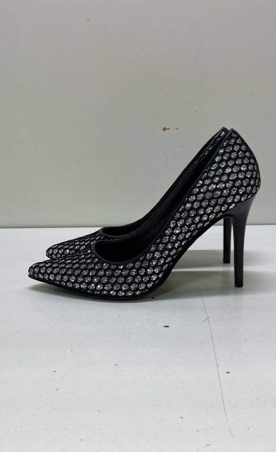 Michael Kors Keke Metallic Sequin Heels Black Silver 10 image number 3