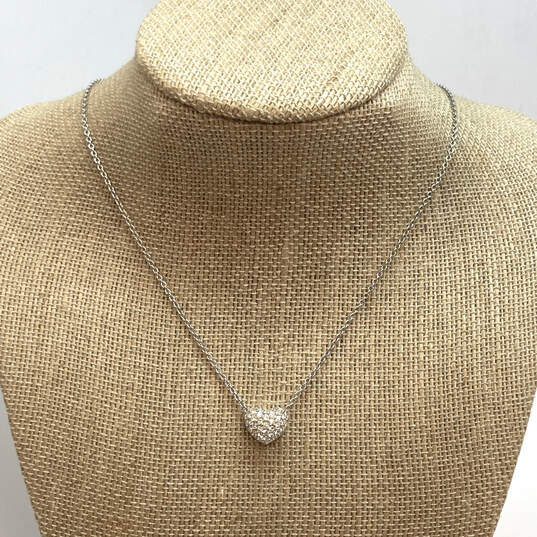 Designer Swarovski Silver-Tone Crystal Cut Stone Heart Pendant Necklace image number 1