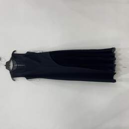 NWT Kay Unger Womens Navy Blue Sleeveless Round Neck Ruffle Maxi Dress Size 8