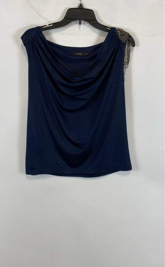 Nichii Womens Blue Beaded Sleeveless Cowl Neck Blouse Top Size XL image number 1