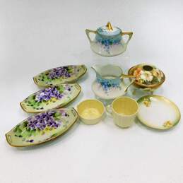 VNTG China Porcelain Decor Creamer Sugar Hair Receiver Hand Painted Dishes Trays