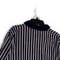 Mens Blue White Drill Striped Long Sleeve Collared Pullover Sweatshirt Sz L image number 3