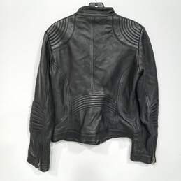 Black Rivet Women's Full Zip Leather Jacket Size L alternative image
