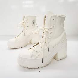 Converse Chuck 70 De Luxe White Leather Heel Sneakers Unisex Size 5 M | 7 W