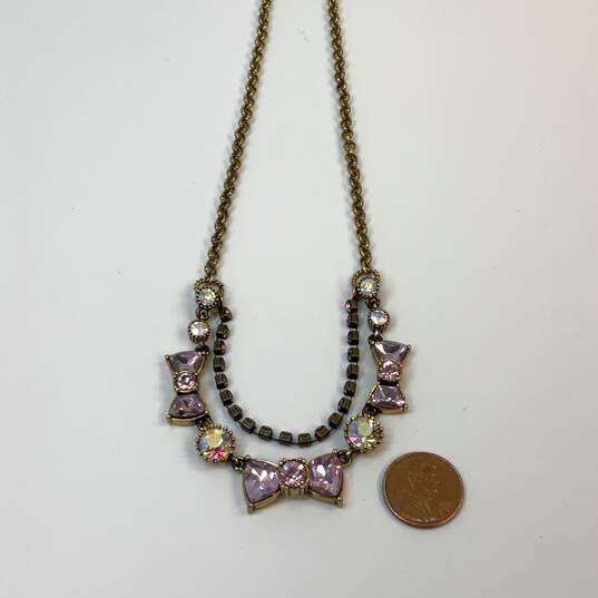 Designer Betsey Johnson Gold-Tone Pink Crystal Lobster Clasp Chain Necklace image number 4