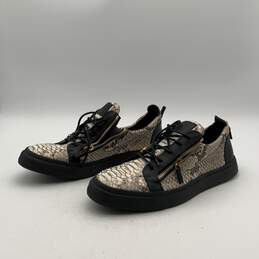 Giuseppe Zanotti Mens Black Beige Snakeskin Low Top Sneaker Shoes Size EU 47 alternative image