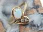 10K Yellow Gold Oval Opal 0.04 CTTW Diamond Freeform Ring 3.2g image number 2