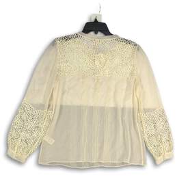 NWT Rebecca Taylor Womens White Lace Long Sleeve Tie Neck Blouse Top Size 10 alternative image