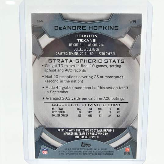 2013 DeAndre Hopkins Topps Strats Rookie Houston Texans image number 3