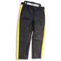 NWT Mens Black Yellow Striped Faux Leather Straight Leg Ankle Pants Size 36 image number 1