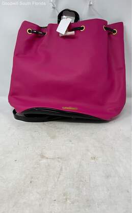 Juicy Couture Womens Bright Pink Glossy Black Drawstring Book Backpack