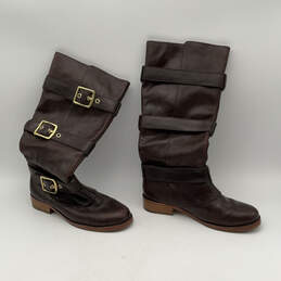 Womens Jordan Brown Leather Round Toe Pull-On Riding Boots Size 6 alternative image