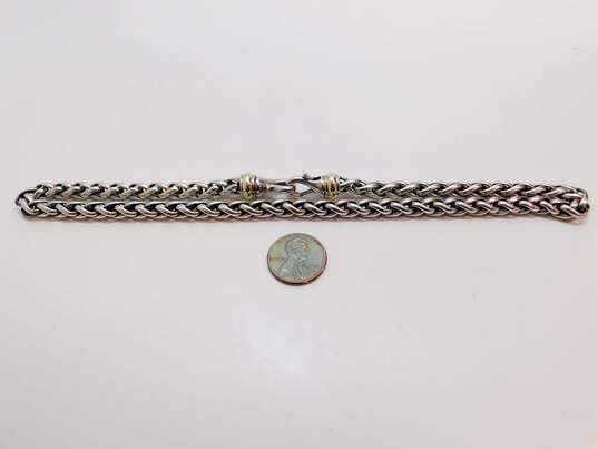 David Yurman Sterling Silver & 14K Yellow Gold Heavy Wheat Chain Necklace 52.4g image number 4