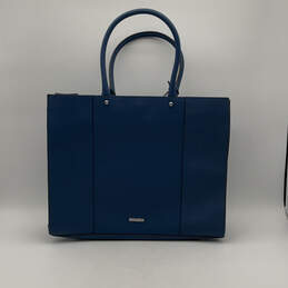 NWT Womens Blue Bottom Stud Double Top Handle Zipper Large Handbag Purse