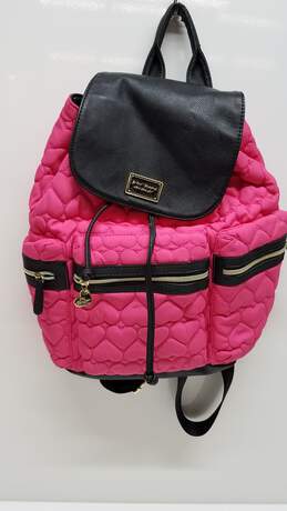 Betty Johnson Pink/Black Heart Backpack