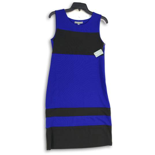 NWT Ny Collection Womens Blue Black Round Neck Sleeveless Pullover Tank Dress S image number 1