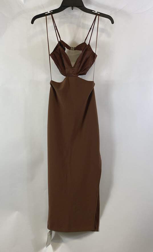 NWT Abercrombie & Fitch Womens Brown Slim Cut Out Bodycon Dress Size XXSP image number 1