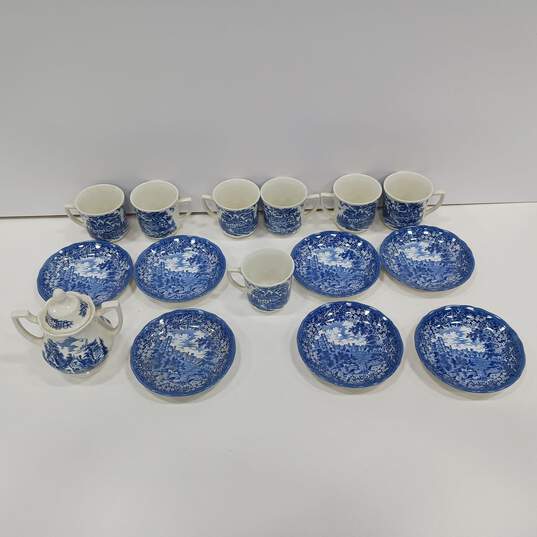 Meakin Merrie England Blue & White Tea Set image number 1