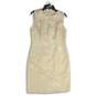 Tahari Womens Creme White Round Neck Sleeveless Back Zip Sheath Dress Size 6 image number 1