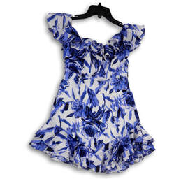 Caroline Constas Womens Stripe Off Shoulder Mini A Line Dress Blue Whi -  Shop Linda's Stuff