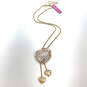 Designer Betsey Johnson Two Tone Crystal Cut Stone Heart Pendant Necklace image number 2