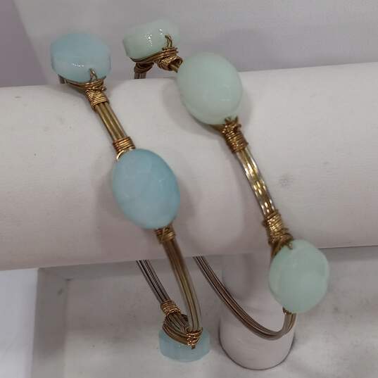 Bundle of Assorted Blue Gemstones & Gold Tone Fashion Costume Jewelry image number 5