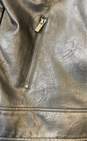 Simply Vera Wang Womens Black Leather Collared Full Zip Motorcycle Jacket Sz XS image number 4