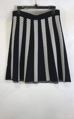 Calvin Klein Womens Black White Striped Stretch Pull-On A-Line Skirt Size Medium alternative image